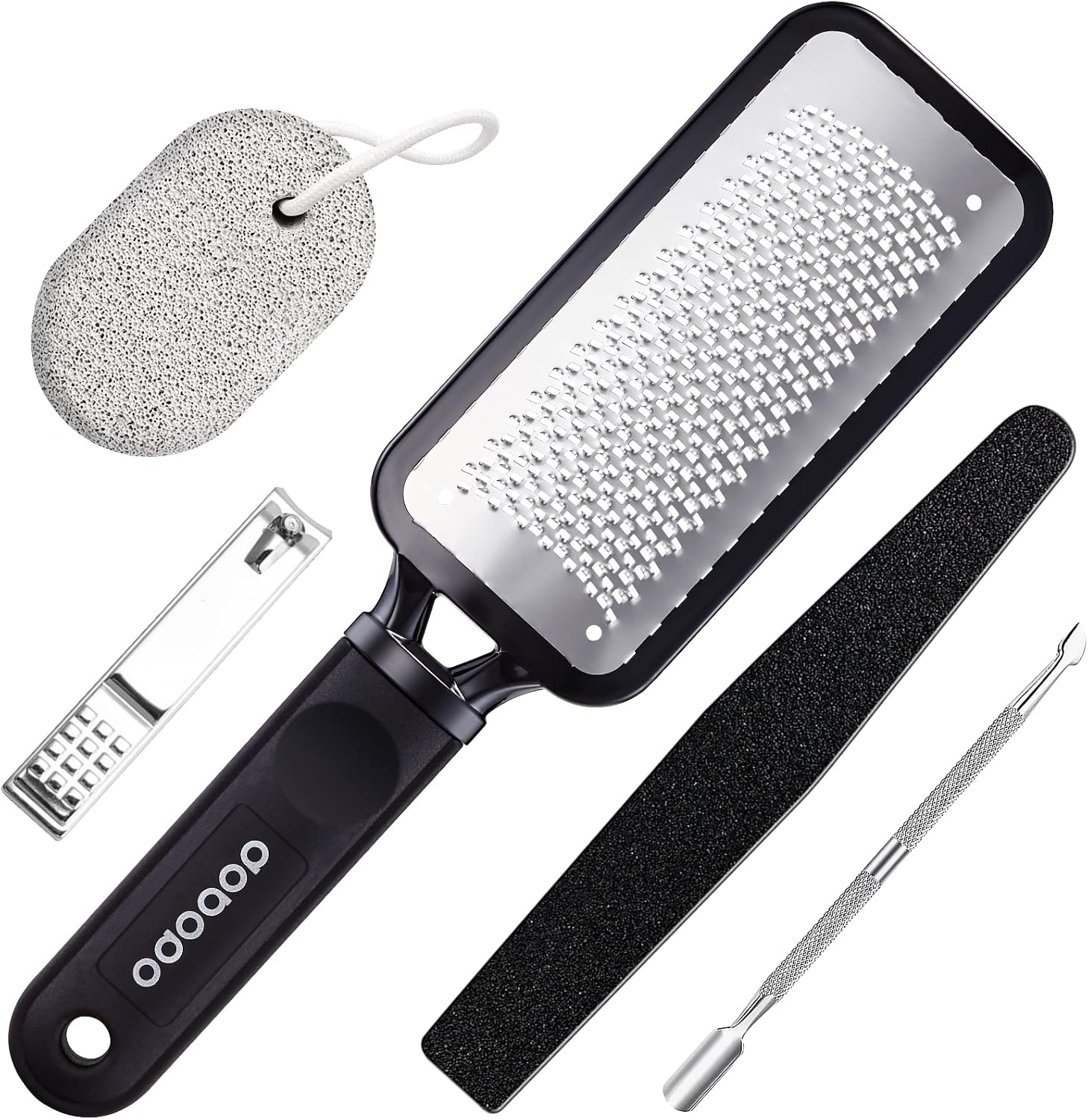 Foot File Foot Scrubber Pedicure kit Callus Remover for feet Pumice Stone for feet, Pedicure Tools Supplies Set 5pcs, Feet Scrubber Dead Skin, Foot Scraper and Foot Pumice Foot Care for Women and Men