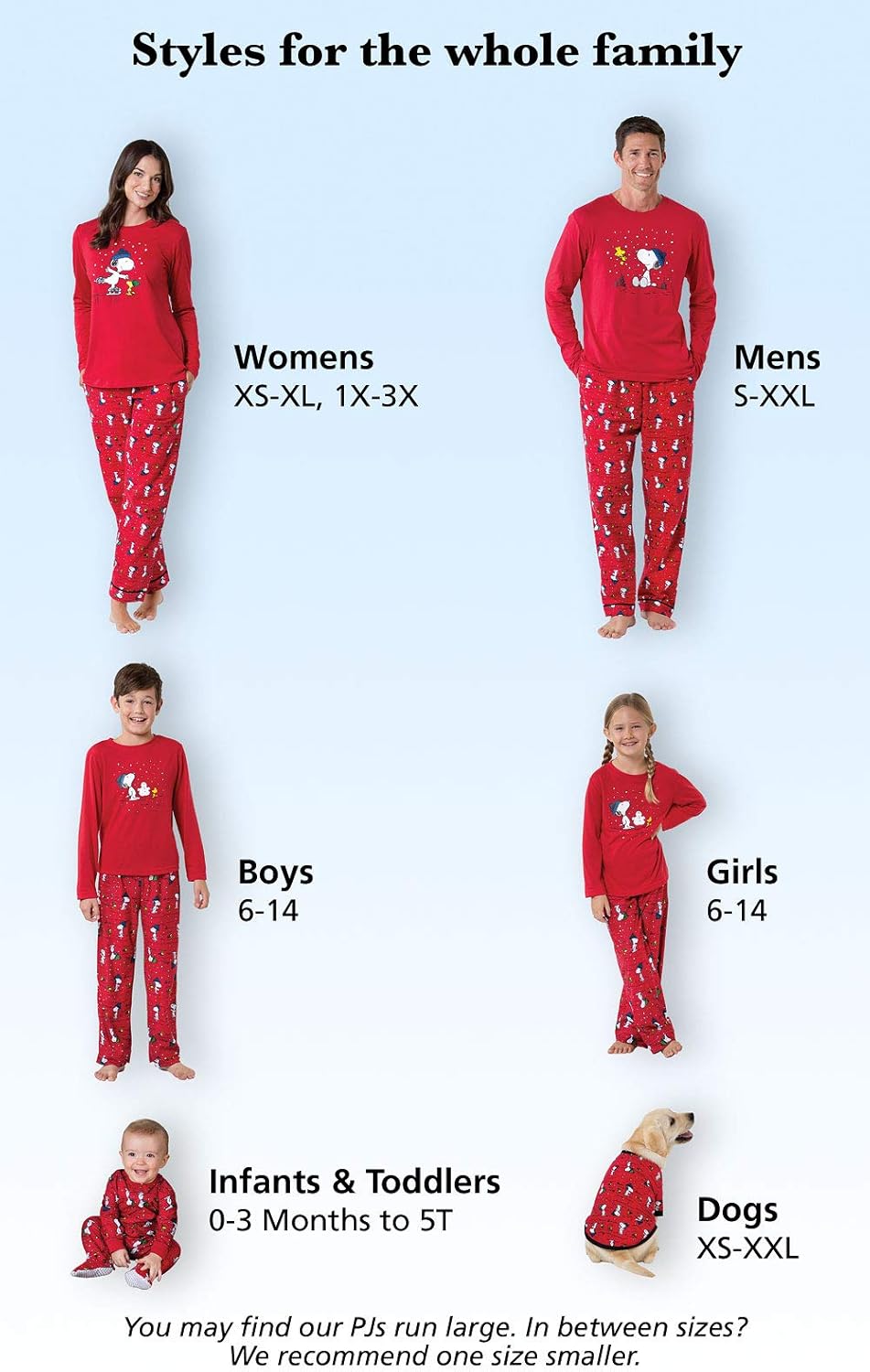 PajamaGram Family Pajamas Matching Sets - Snoopy Pajamas, Red - Image 4
