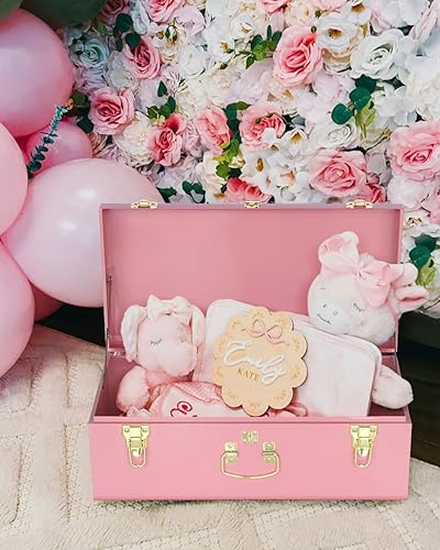 Miniatura 104 de Vixdonos Juego de 2 baúles decorativos de almacenamiento de caja de metal con asa (blanco con cierres de bronce) Blanco con cierres de bronce,Beige