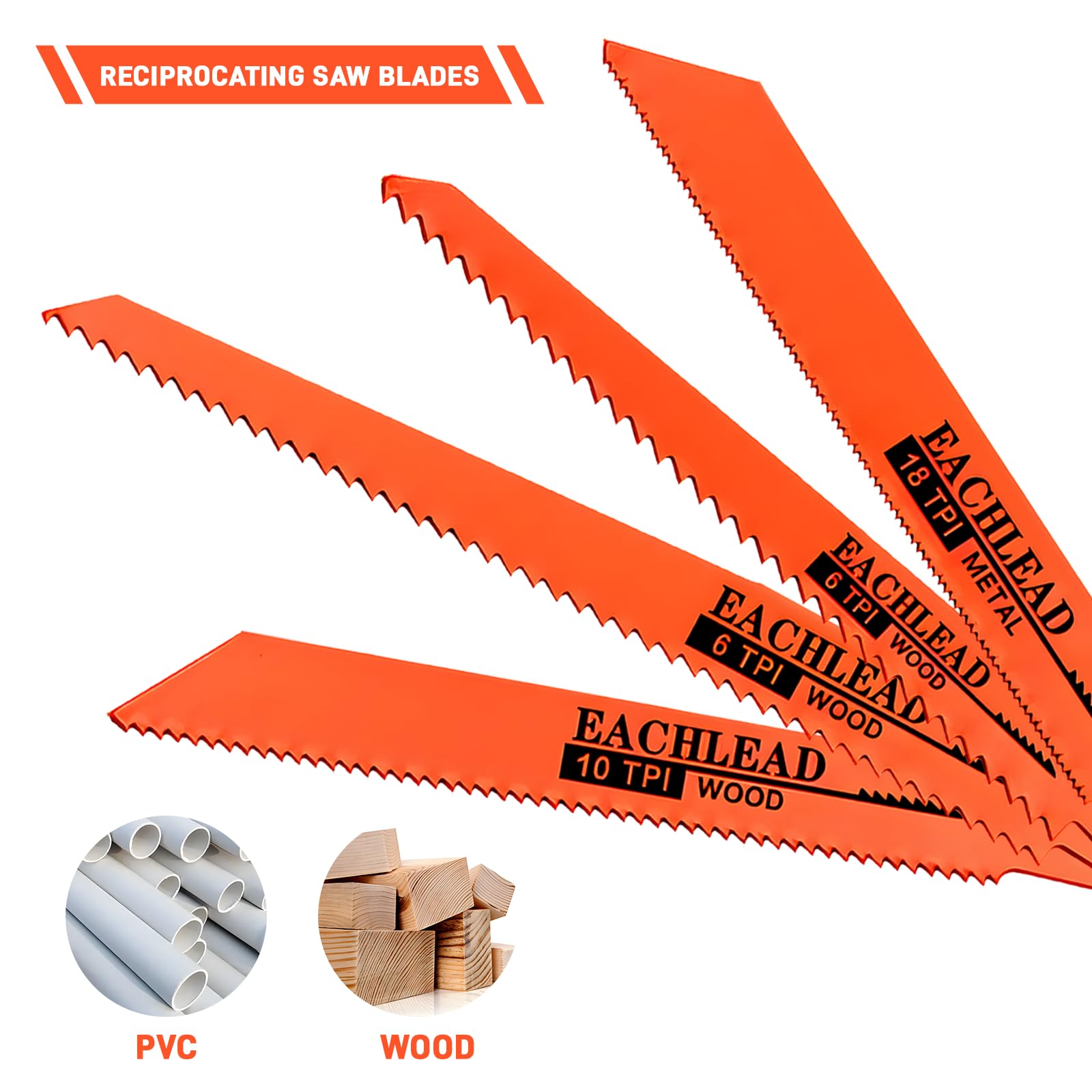 Lama per sega alternativa, Lunghe 6" (150mm) e 8" (200mm) per Sega Diritta a Gattuccio, lunghezze multiple per esigenze diverse, per il taglio di tronchi, legno vivo, ecc (10 Pezzi)