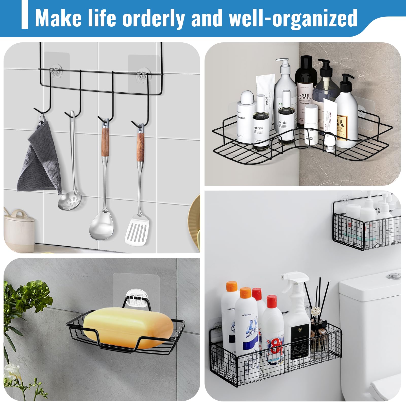 Best Shower Shelf Adhesive in 2026 3 EILKBLA 15 Pack Shower Caddy Adhesive Replacement - Strong No Drilling Shower Sh — product photo
