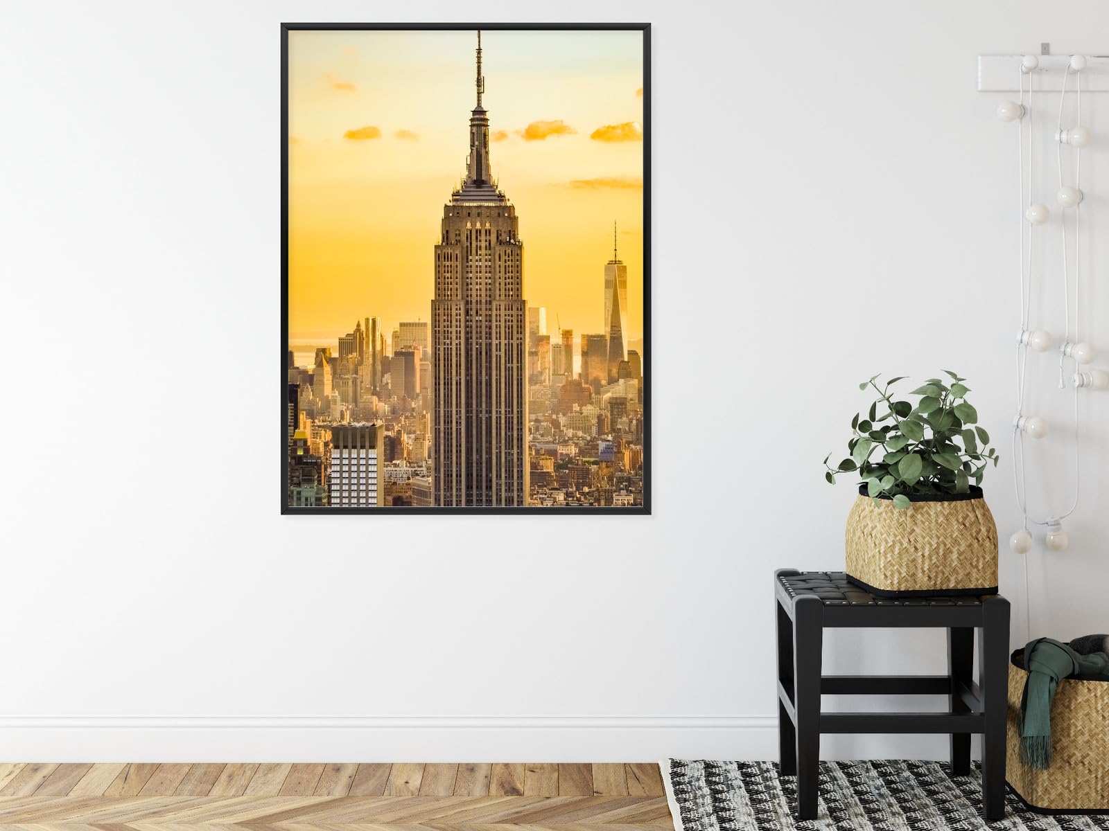 WALLERO Poster New York Top of the Rock al tramonto con Cornice in Alluminio Nera – Decorazione Moderna da Parete e Stampa Artistica | Decorazione per Soggiorno, Camera da Letto 30x40