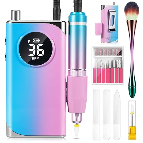 Taladro de uñas eléctrico profesional máquina de taladro eléctrico de uñas de 40000 RPM, Efile de uñas recargable para uñas de gel acrílico,