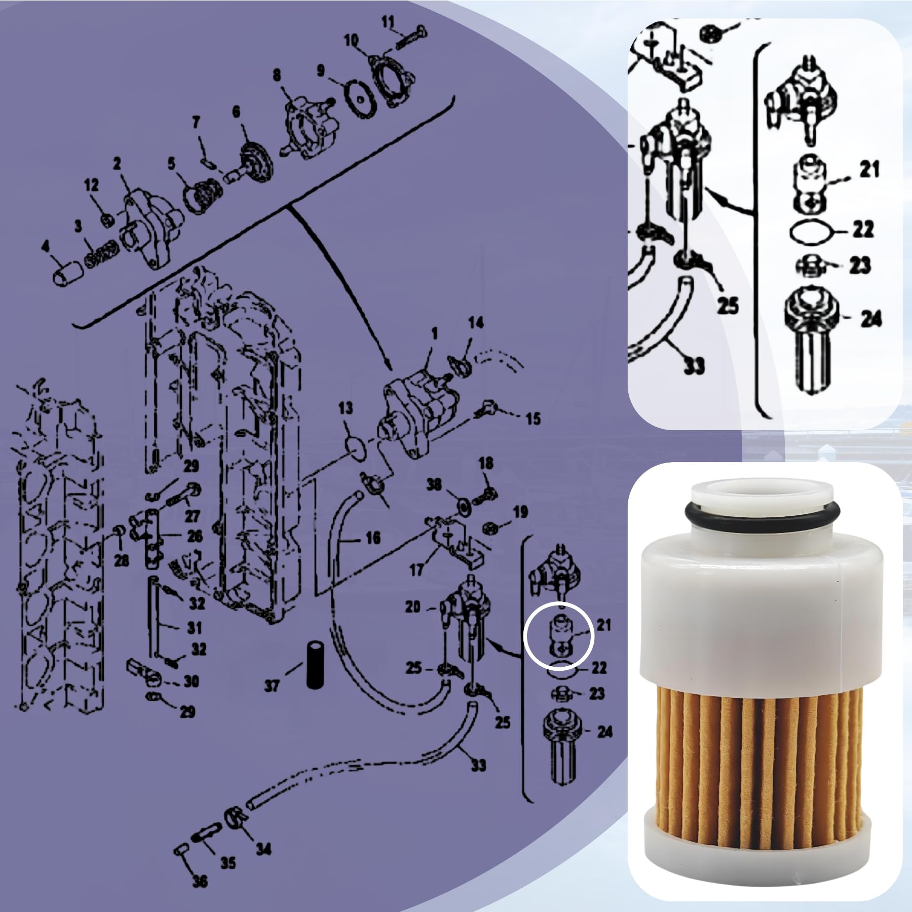 Amazon.com: HeuroFosh 2PCS 68V-24563 Fuel Filter Element for