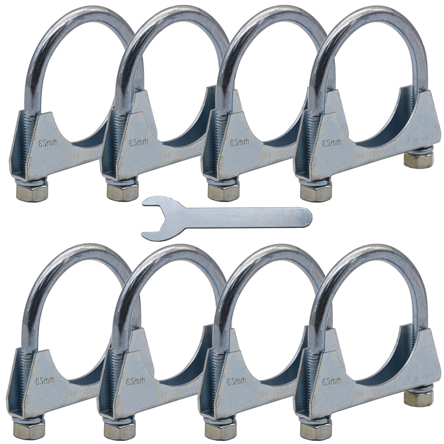 Ganluuree 8-Pack 2.5" Exhaust Clamp U-Bolt Kit Heavy Duty Mild Steel With Zinc Coated Muffer Exhaust Clamp Hanger Fits For 2.5" Car Automotive Outer