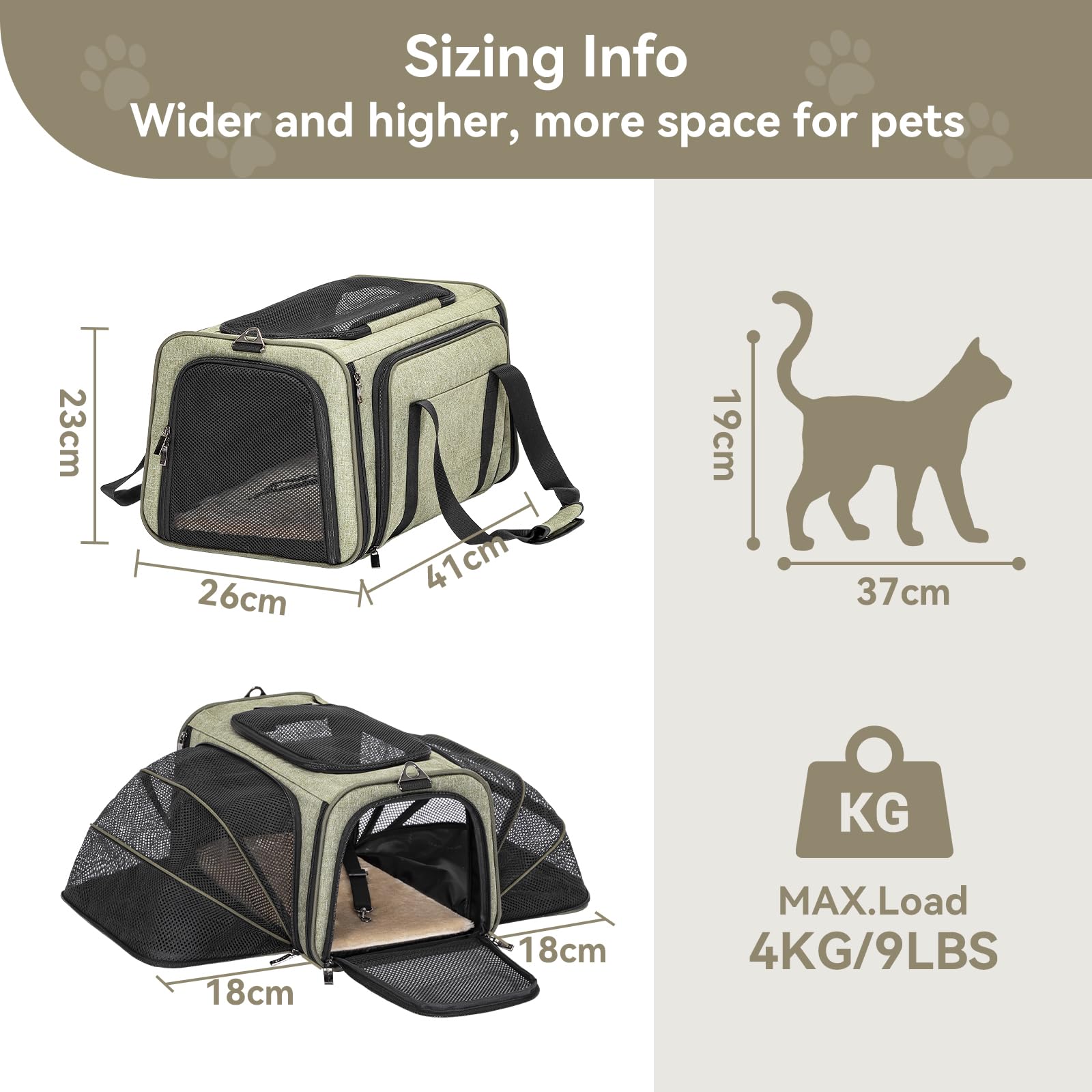 Petsfit Expandable Cat Carrier, Airline Approved Soft-Sided Pet Travel Bag for Small Dogs & Cats - Image 2