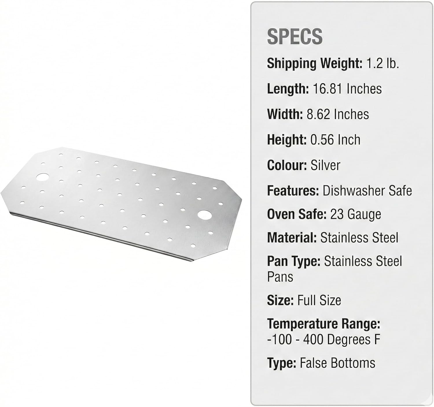 Stainless Steel Steam Table Pan False Bottoms – Hotel Pan Inserts with Drain Holes, Available in 1/4, 1/2, and Full Size | Keeps Food Elevated & Prevents Sogginess (4, Full Size (16.8 inch Long))