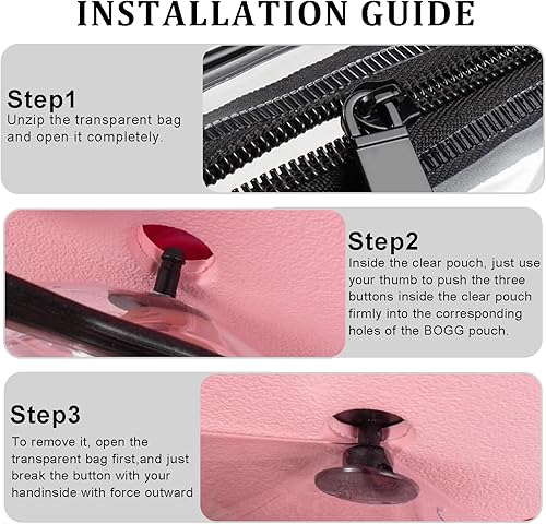 Miniatura 7 de Everfunny 3 Paquetes de Bolsas de Playa Tote Bogg Transparentes con 2 Ganchos de Inserción Accesorios para Bolsas Bogg Viaje Maquillaje Organizador