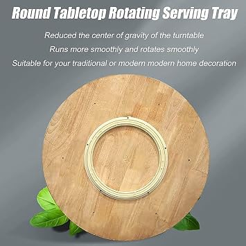 ダイニングテーブル用回転プレート 静音木製ターンテーブル 60-100cm大型Lazy Susan 耐摩耗性レストラン回転式サービングボード 360度回転 高温耐性 食べ物を共有しやすいWood,80CM