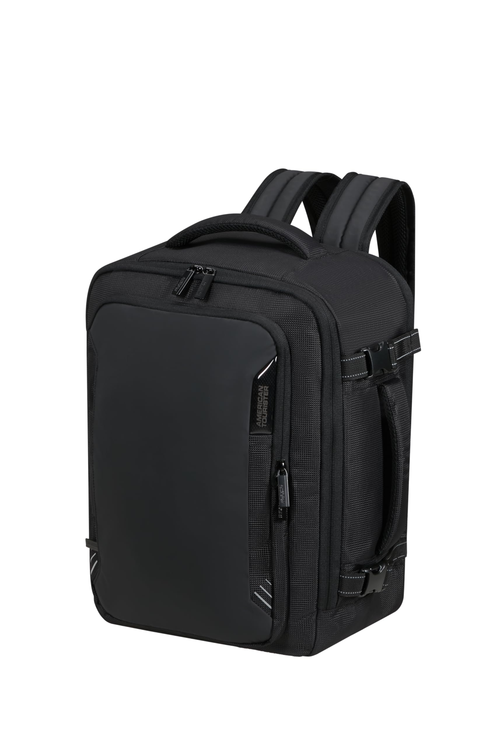American Tourister Take2Cabin Pro - Ryanair/Wizz Air/Vueling Kabinentasche (40 x 30 x 20 cm, 26,5 l, 0,60 kg) - Untersitz-Handgepäck, Flugzeug-Rucksack S/M Untersitz - Schwarz (Flash Black)