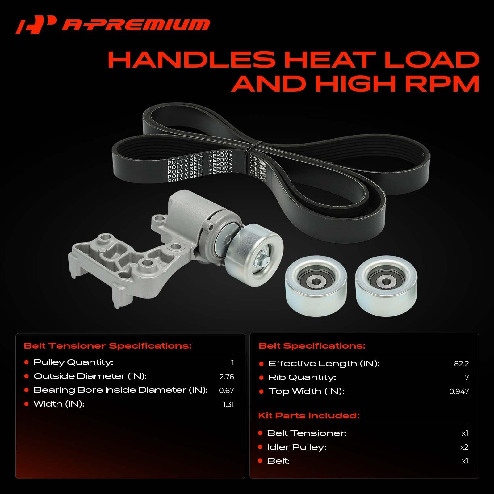 A-Premium - Kit de transmisión por correa de motor compatible con Toyota Camry 2007-2011, Sienna 2007-2010, Avalon 2005-2012 y Lexus RX350 2007-2009, ES350 2007-2012 - 3.5L