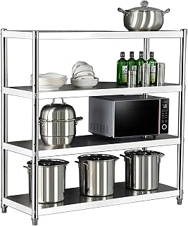 7LiuYueFei6 Rejilla para Horno microondas, 45 cm de Profundidad, 4 Capas, de Acero Inoxidable, para Cocina, Almacenamiento de vajilla, para Estudio en casa, Color Plateado, 120 cm (Plata, 100 cm)