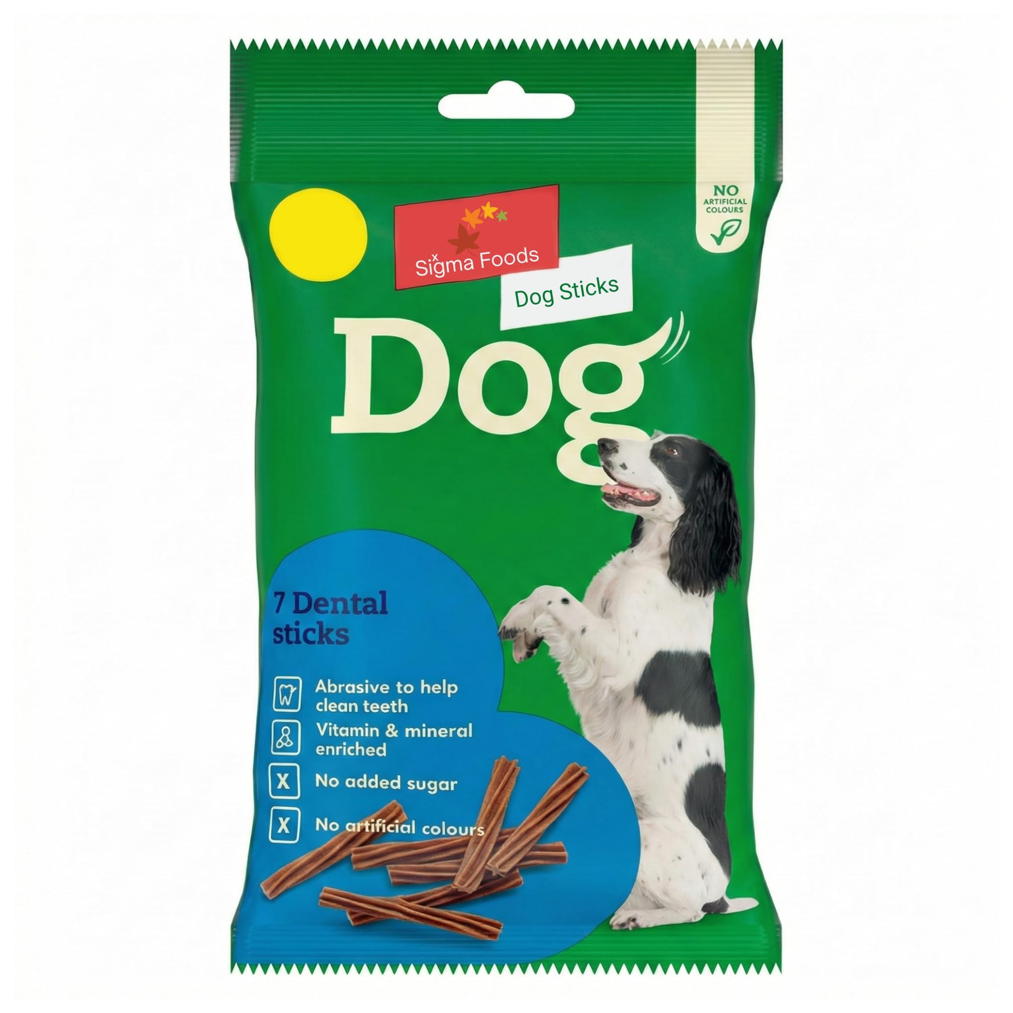 Sixsigma Foods 7 Dog Dental Sticks 180g - Healthy Chew Treats for Dogs, Helps Reduce Tartar & Plaque, Supports Strong Teeth & Gums, Fun Chewing Snack for Daily Oral Care, Meaty Flavor (Case of 13)