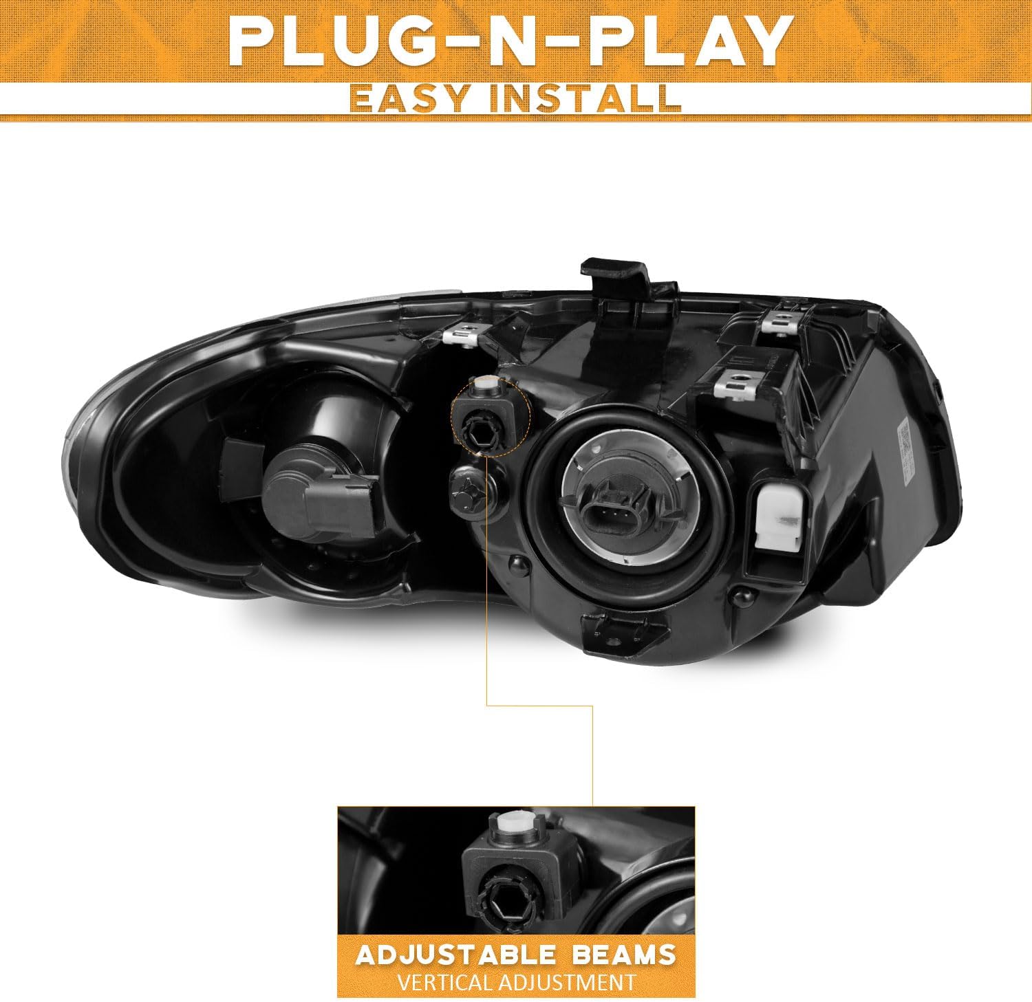 WEELMOTO Headlights Assemblies for 2005-2007 Chrysler Town & Country, Headlight Compatible with 2005 2006 2007 Chrysler Town & Country with Bulbs