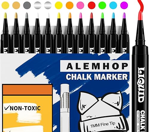 Marcadores de tiza blanca de punta fina, marcadores de tiza líquida para calendario acrílico, tablero de planificación de vidrio transparente,