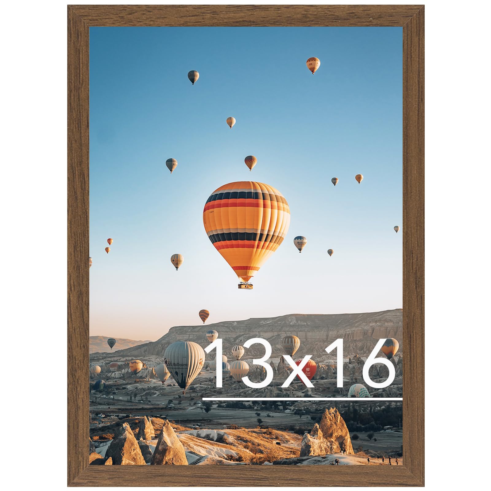 JCJMY 13x16 Picture Frame Brown for Wall Hanging, Wall Mounting Horizontally or Vertically, 13 x 16 Wall Gallery Poster Photo Frame with Shatter Resistant Plexiglass, Brown