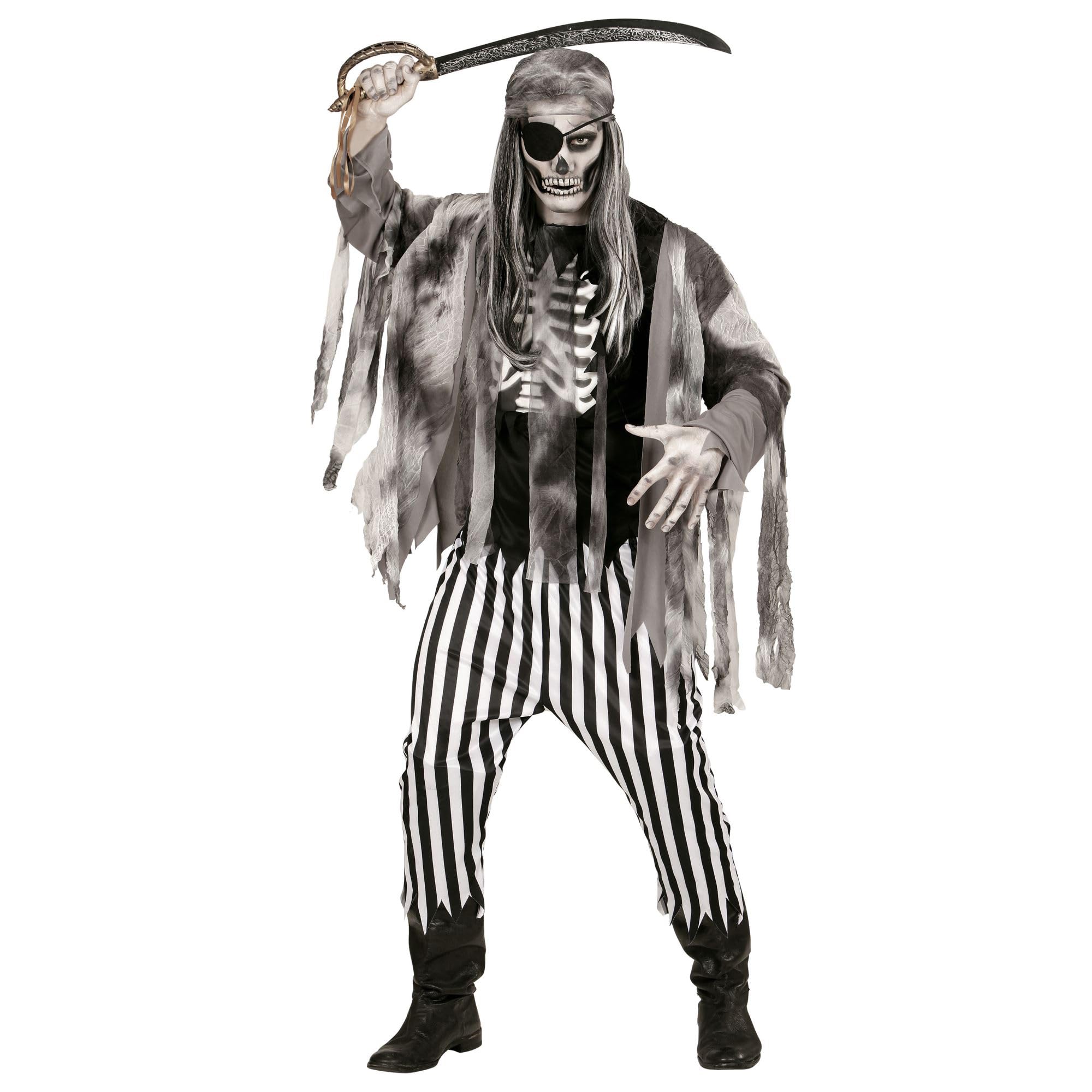 W WIDMANN MILANO Party Fashion - Ghost Ship Pirate Costume for Men, Skeletons, Skulls, Gothic, Dark, Horror, Corsairs, Buccaneers, Zombies, Halloween, Carnival, Theme Parties, Size S