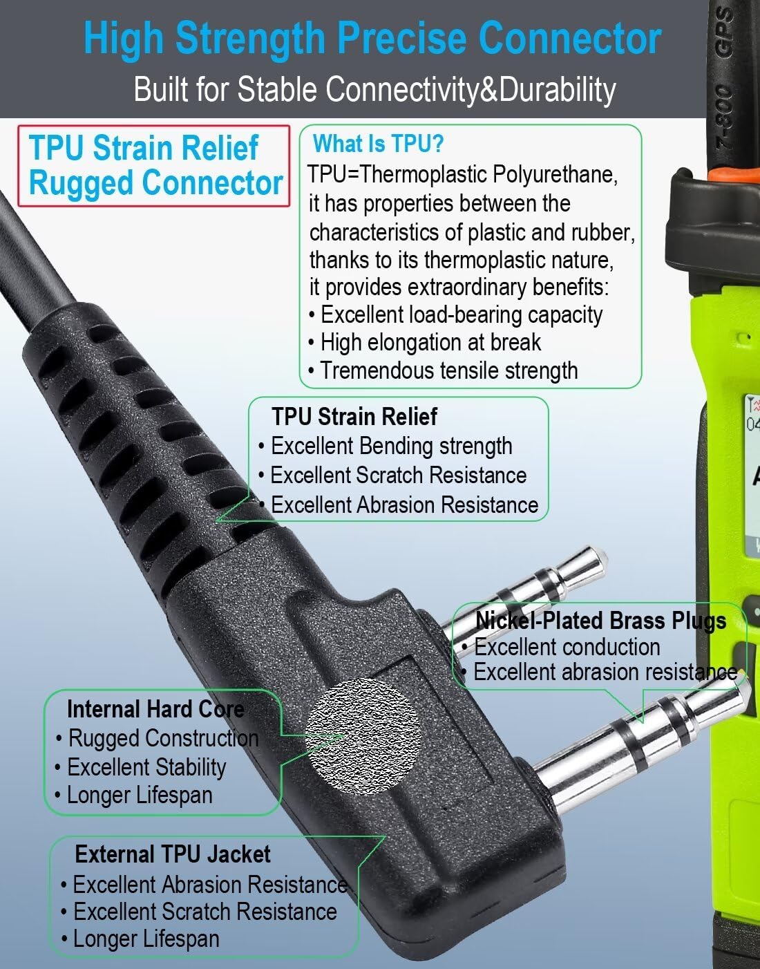 Commountain Earpiece Compatible with Kenwood Baofeng BTECH Samcom Retevis Radioddity Radios Walkie Talkies & BF-F8HP UV-5R UV-82HP UV82 NX-1300 NX-1200 TK-3402, 2 Pin Earhook Headset-5 Pack