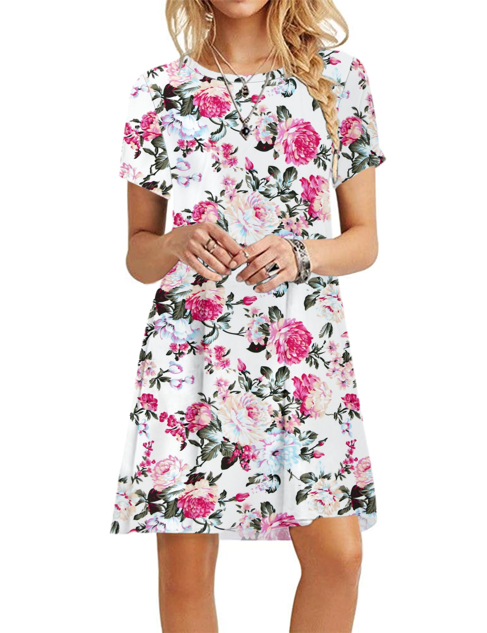 MOLERANI Women's Casual Plain Simple T-Shirt Loose Dress