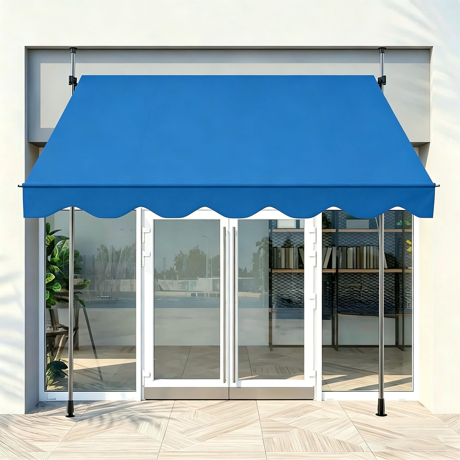 Auvent de terrasse anti-UV réglable en hauteur avec manivelle pour l'été