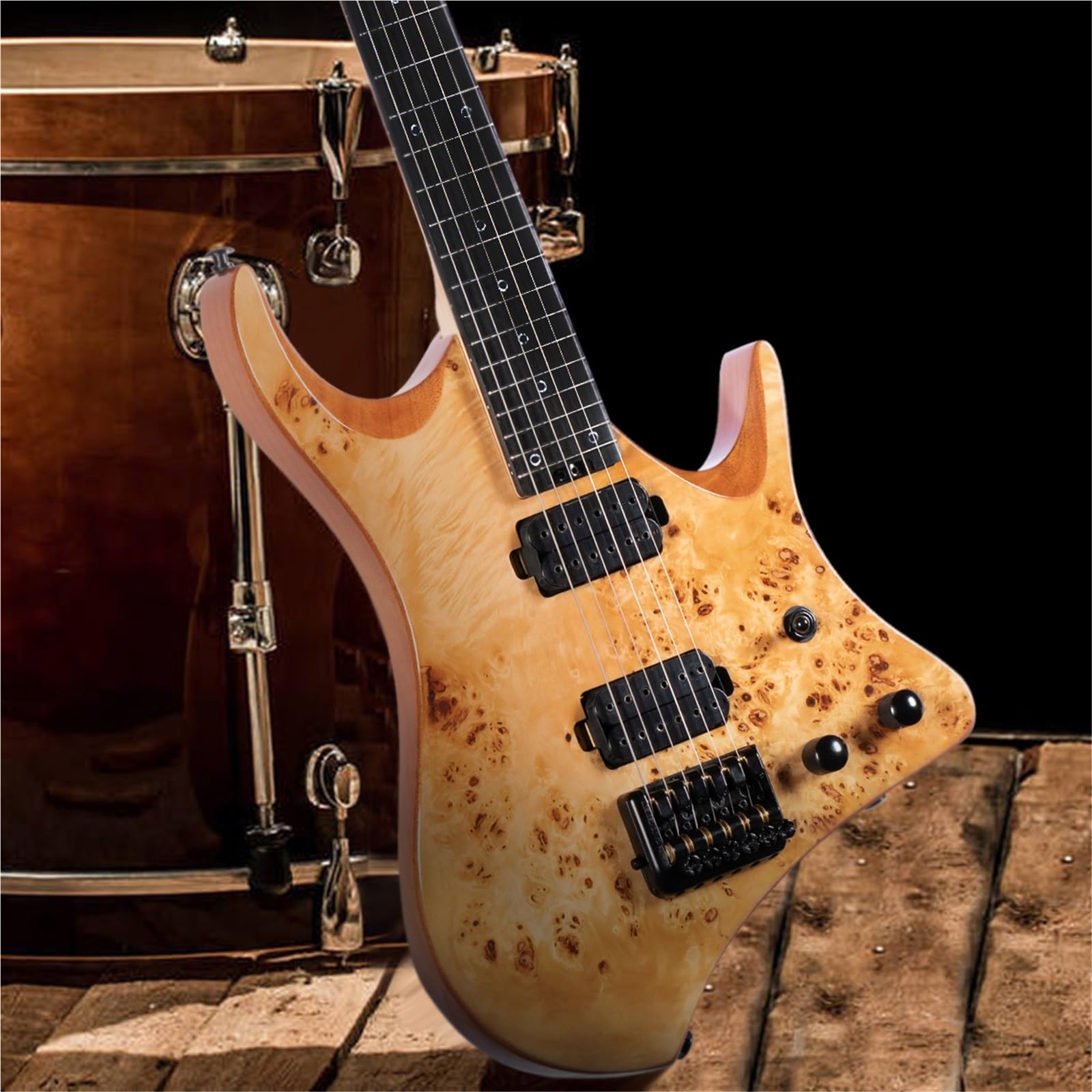 Starter kit chitarra elettrica 6 corde senza testa Jazz chitarra elettrica (marrone)