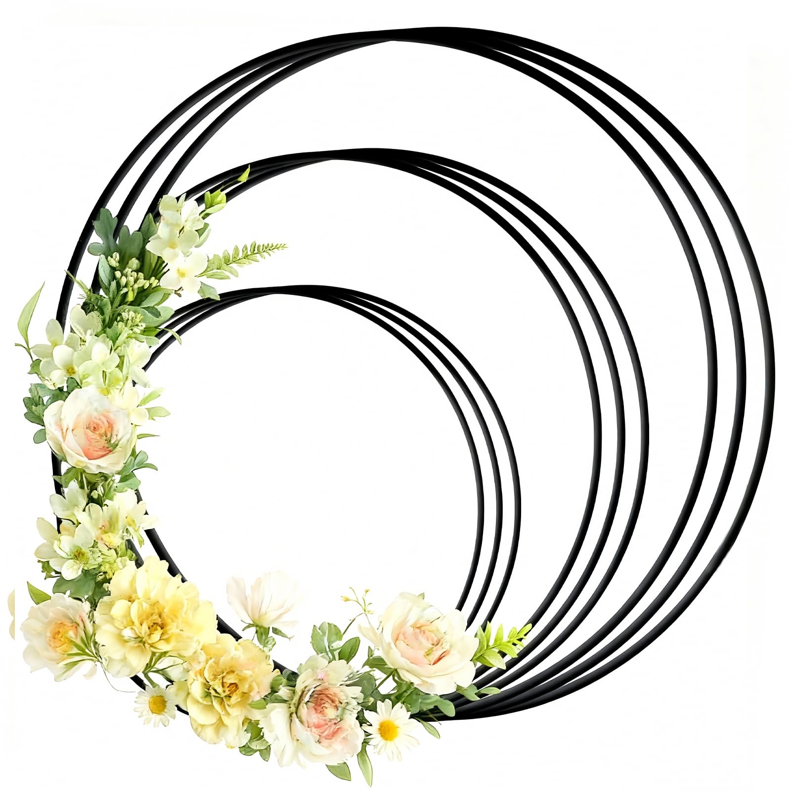 TIESOME 20 anelli in metallo per fai da te, 5 cm, anelli in metallo argentato, anelli decorativi per acchiappasogni, macramè, tecnica di avvolgimento, floristica, ghirlanda nuziale, hoops