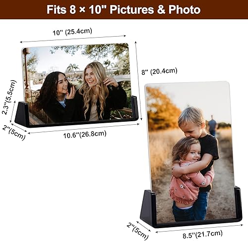 Miniatura 4 de Boxalls Paquete de 2 portarretratos acrílicos de 8 x 10 pulgadas con base negra translúcida, marco de fotos sin marco para mesa o escritorio