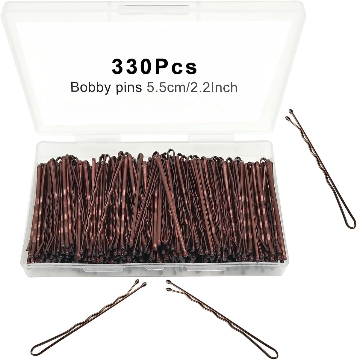 Bobby Pins Brown, 330 Count 2.2 Inch Hair Pins With Cute Box, Premium Bobby Pin For Kids, Girls And Women, Great For All Hair Types
