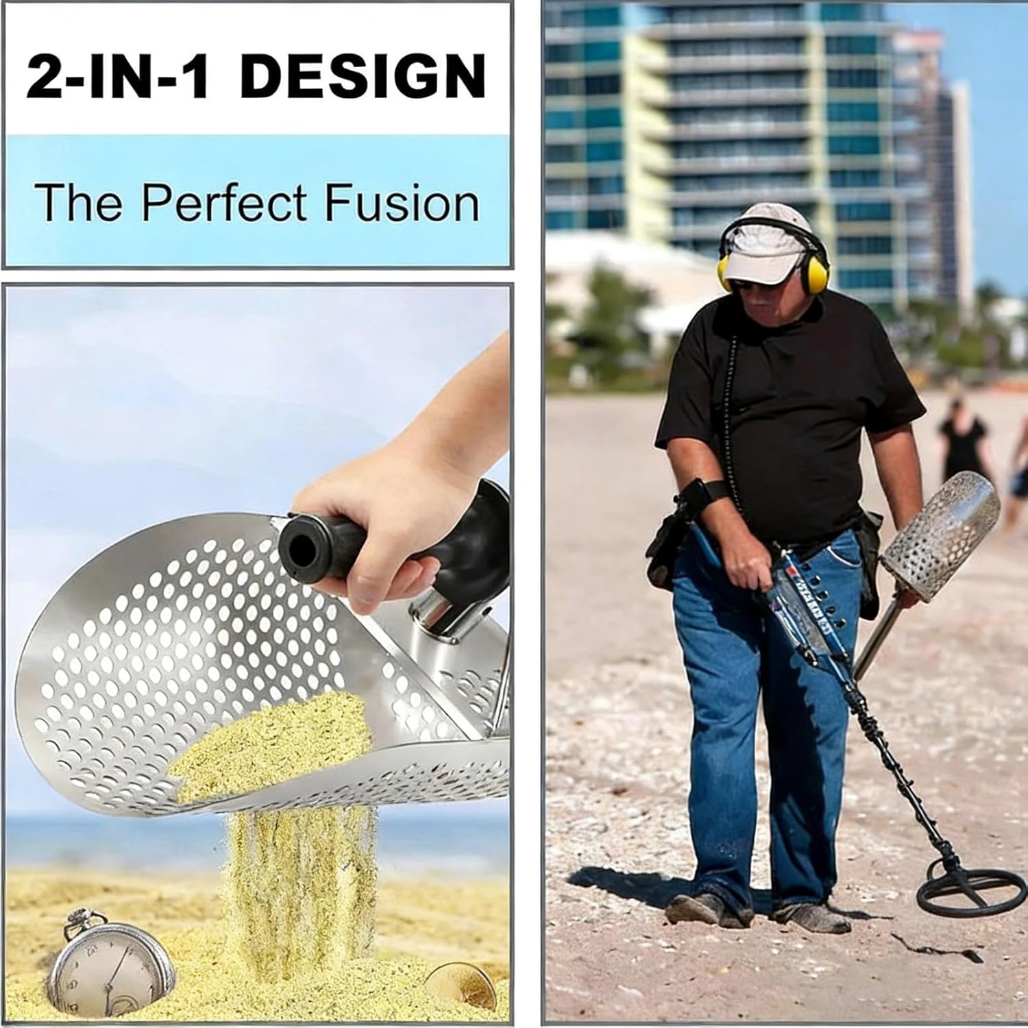 304 Stainless Steel Treasure Tool for Sand Soil Sifting in Various Conditions Feature Antislip Grip