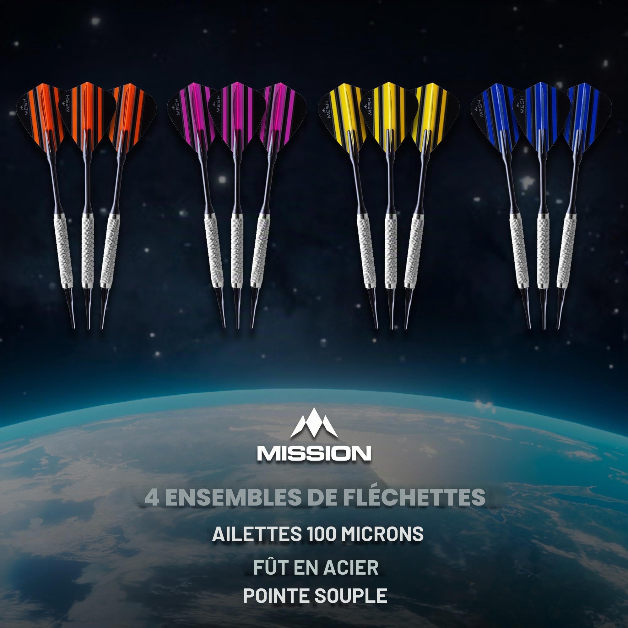 Mission | Cible de fléchettes électronique G220 | Pointe souple professionnelle | Jusqu'à 16 joueurs | 28 jeux | Comprend 4 jeux de fléchettes.