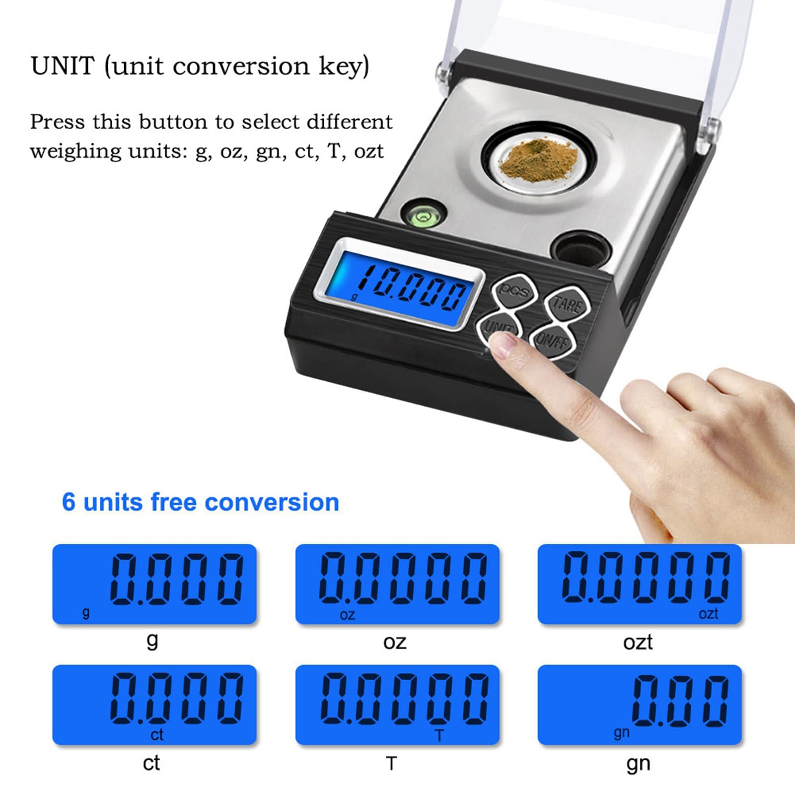 Hochpräzises Mini Digital Taschenwaage Elektronisches, Mini Digitalwaage Schmuckwaage Präzisions Küchenwaage Taschen Milligramm Waage Kalibriergewicht Tara-Funktion(30g/0.001g)