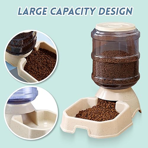 Miniatura 8 de Juego de 2 comederos automáticos para mascotas y bebederos, cuencos de plástico antideslizantes para perros y gatos, contenedor de almacenamiento de