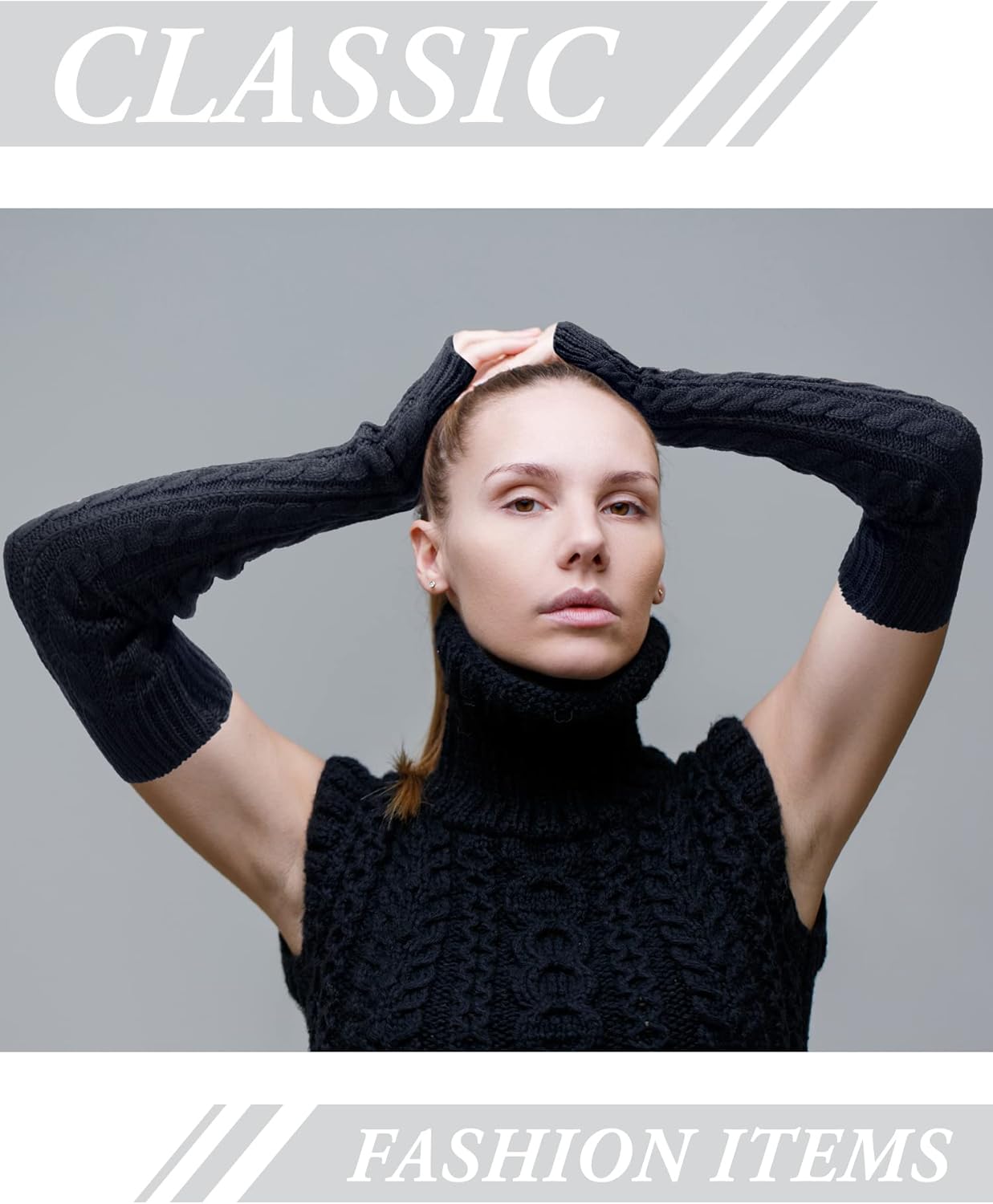 Bememo 3 Pairs Arm Warmers Long Fingerless Gloves Knit Wrist Warmers with Thumb Hole Open Finger Arm Socks for Women Adult - Image 5