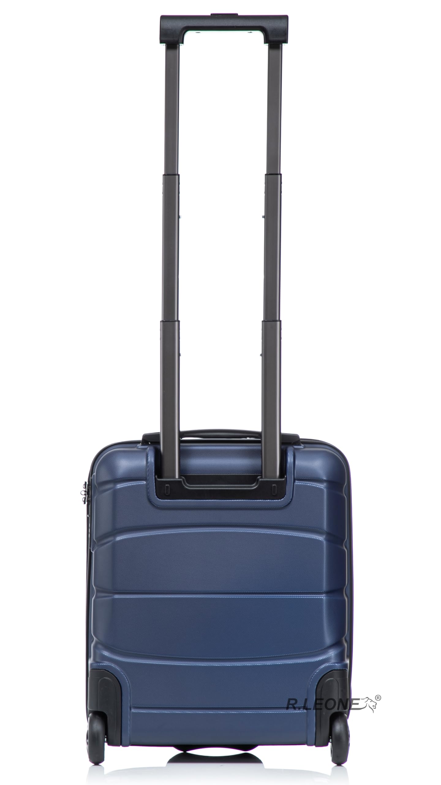 R.Leone Valigia da 1 Fino a Set 4 Trolley Rigido grande, medio, bagaglio a mano 55x40x23 cm Wizz, ITA Airways e bagaglio 45x36x20 cm EasyJet in ABS 8001 (Blu, Set 4 Pezzi XS S M L)