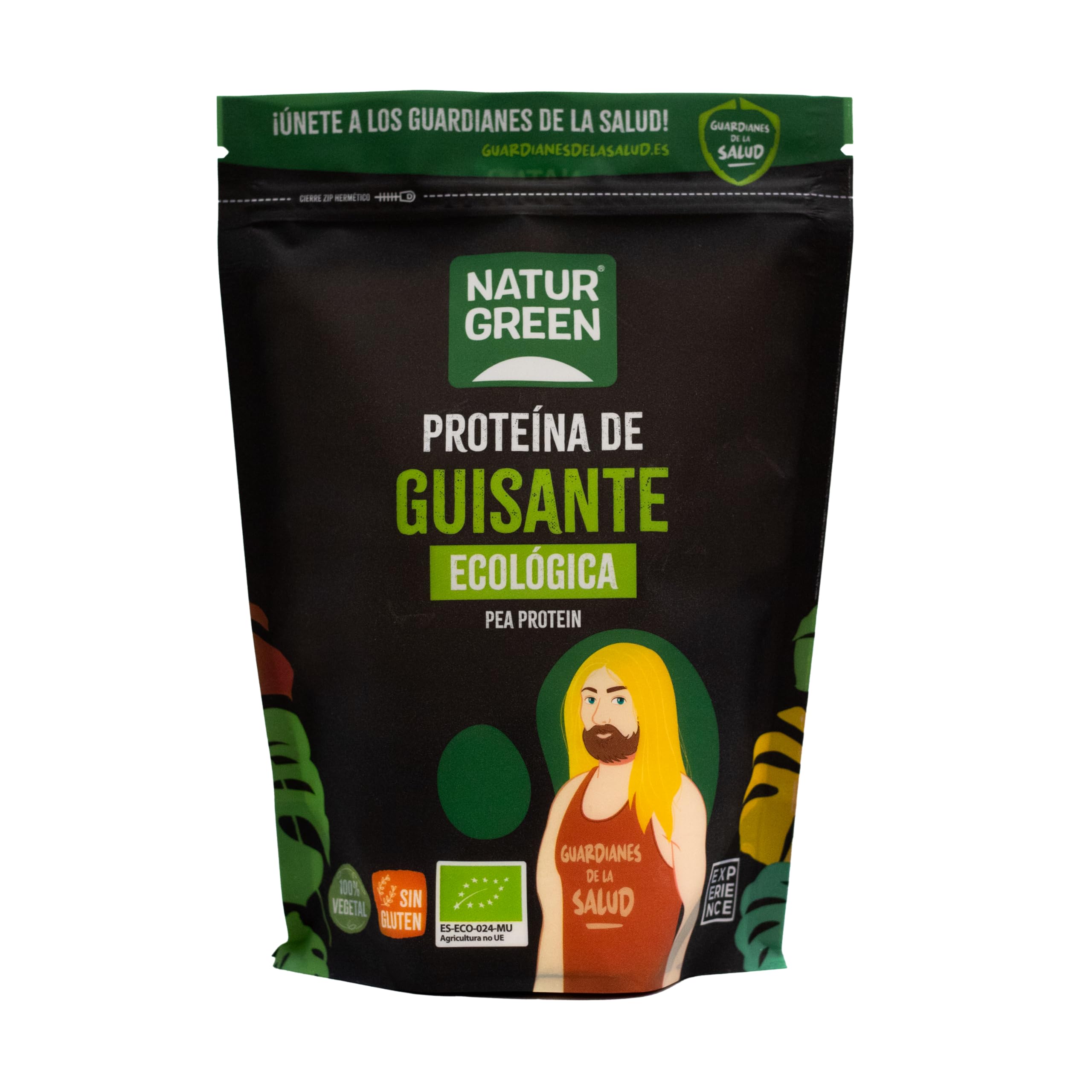 NaturGreen - Proteína de Guisante BIO, Concentrado de Proteína Ecológica, Superalimento, Polvo de Proteínas y Aminoácidos, 100% Vegano - Pack 10 Unidades de 400 g