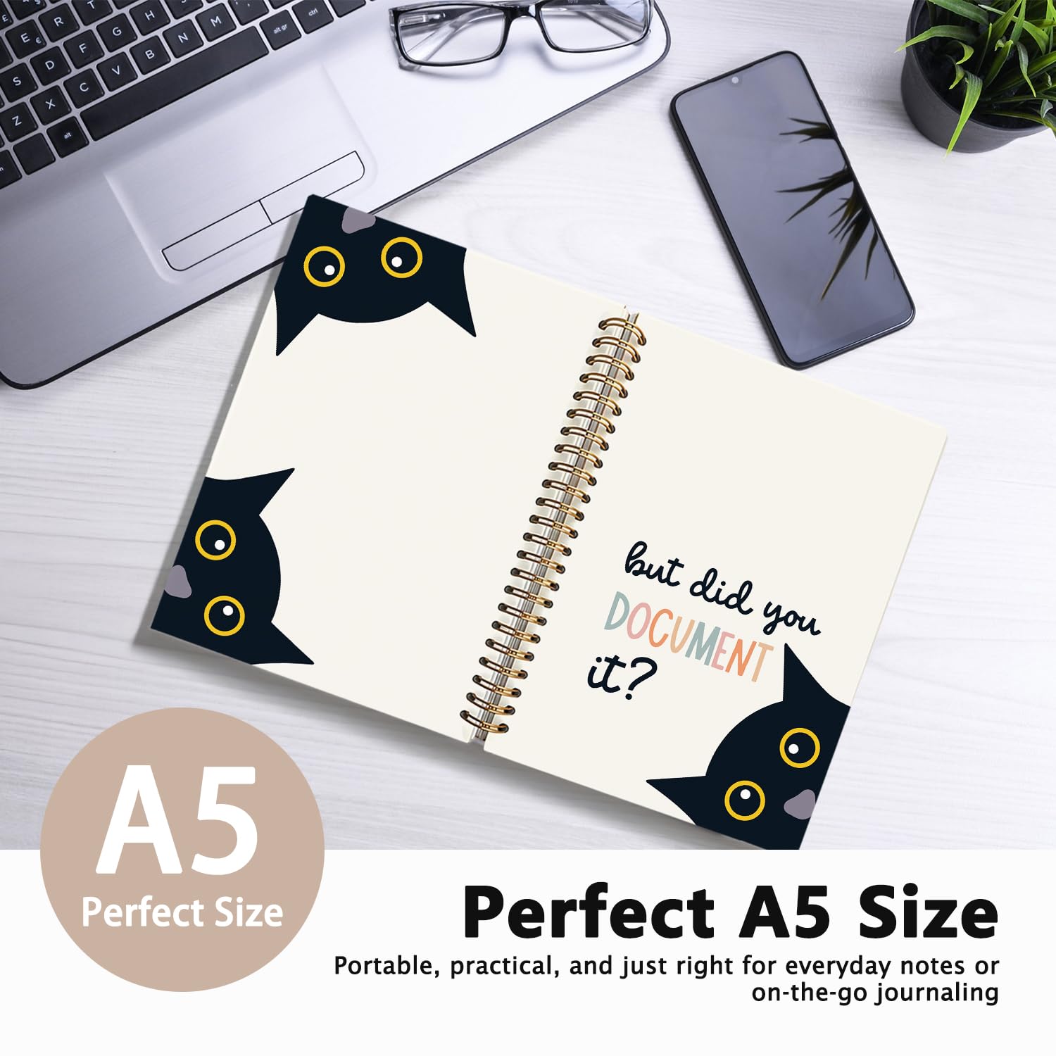 Divertido cuaderno de gato negro, cuadernos de oficina para tomar notas, diario de trabajo para mujeres y hombres, pero ¿lo documentas?, diarios de gatitos para escribir, suministros de oficina