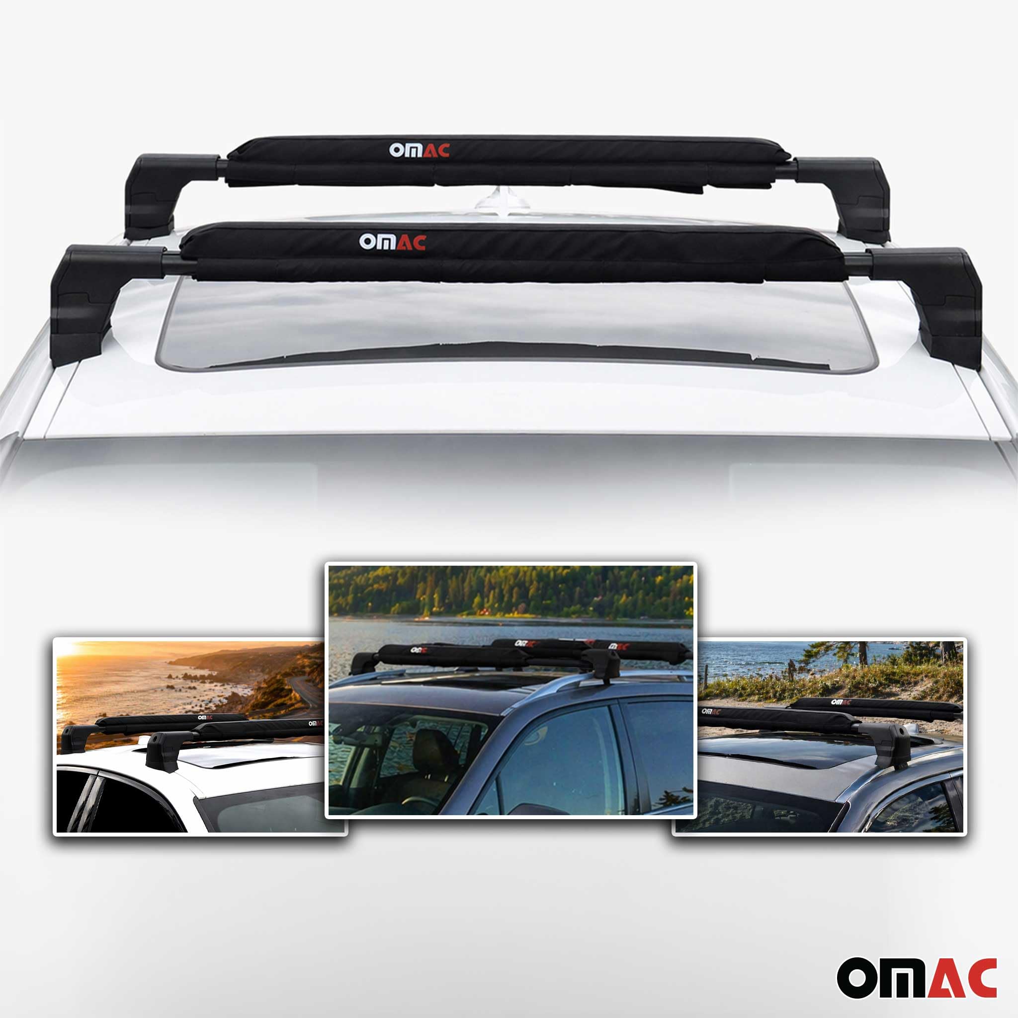 Dachträgerauflagen Surfbretträger Softdach Windsurf Pad Dachträger Kanu Kajak Snowboard | 2X Wassersportträger Transportsysteme Kanuhalter Kajakträger Surfhalterung Schutzträger
