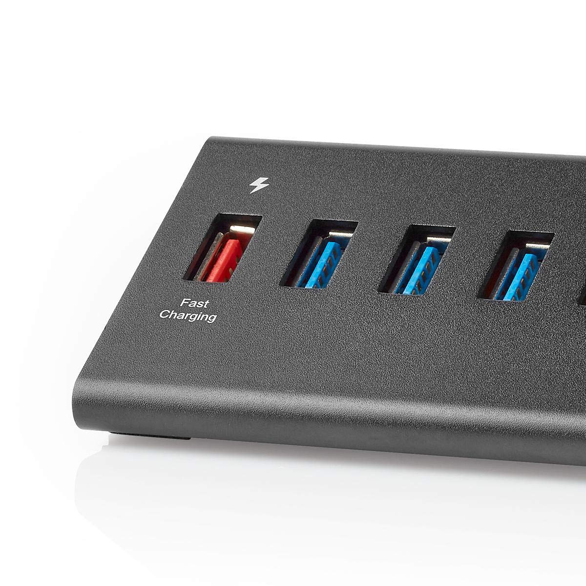 Nedis UHUBUP3810BK hub & concentrateur USB 3.2 Gen 1 (3.1 Gen 1) Micro-B 5000 Mbit/s Noir