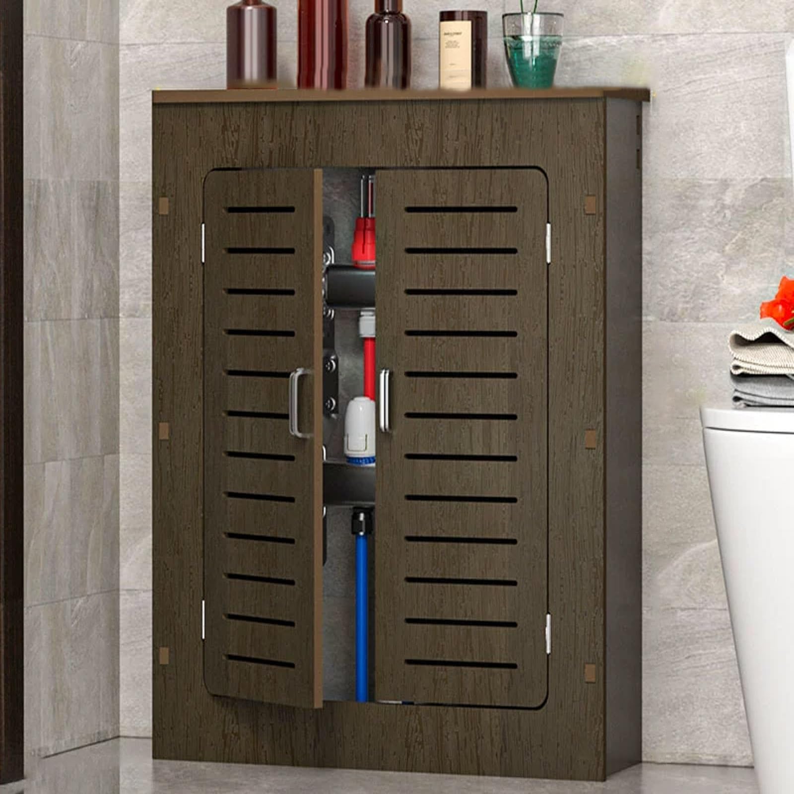 Cache-radiateur avec portes et étagère de rangement pour intérieur