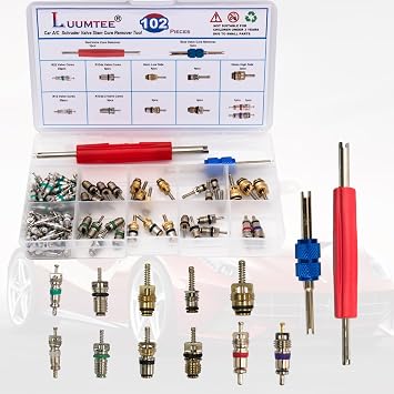 4 Set Car A/C Repair Kits,270pcs O-Ring Seals Kit+102PCS A/C Valve Core Kit+77pcs Charging Port Dust Caps+45pcs Compressor Gasket Seals(494PCS)