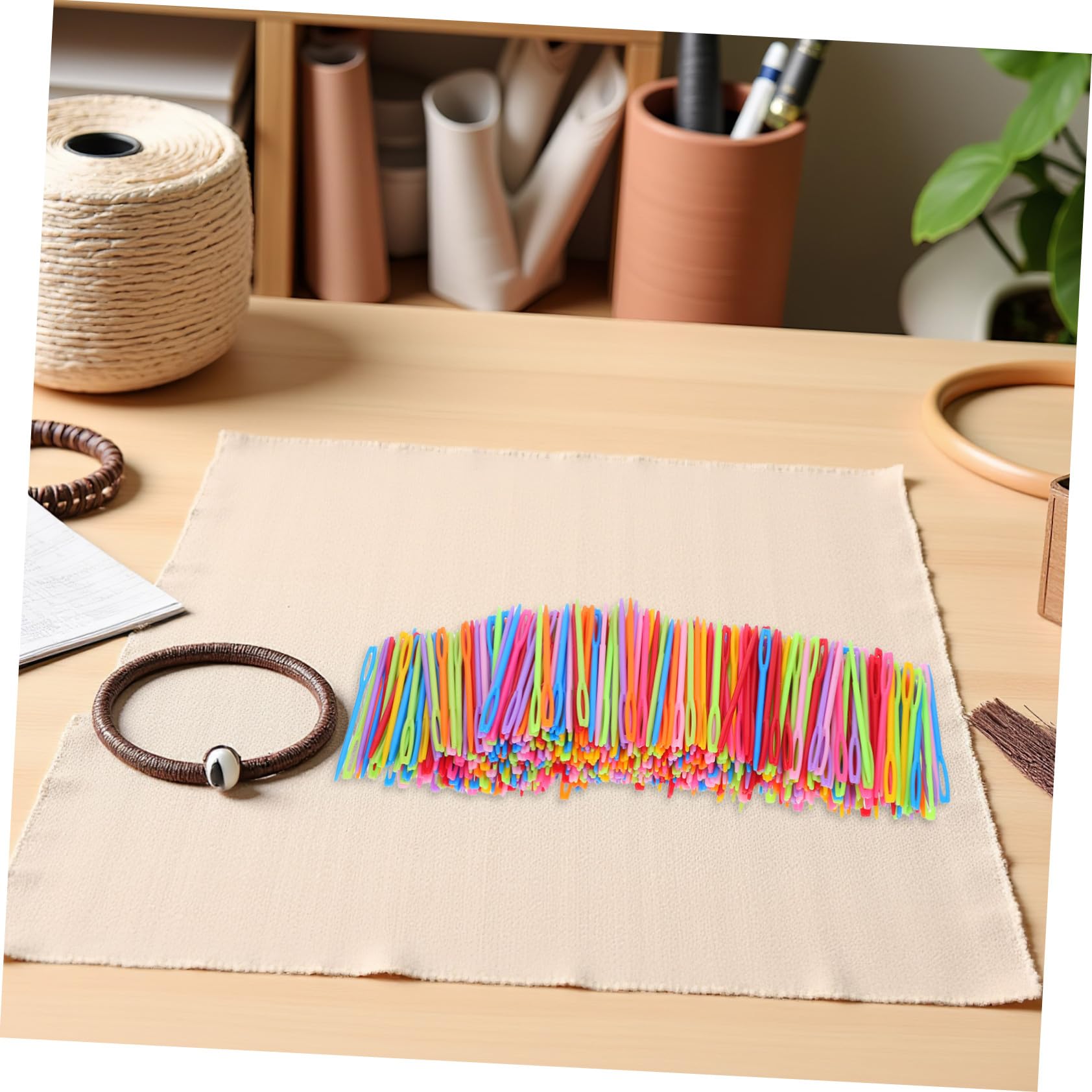 OSALADI 2000pezzi Aghi per Filati in Plastica Colorati Occhi Grandi per Cucito Mano Uncinetto Maglia e Rammendo Filati