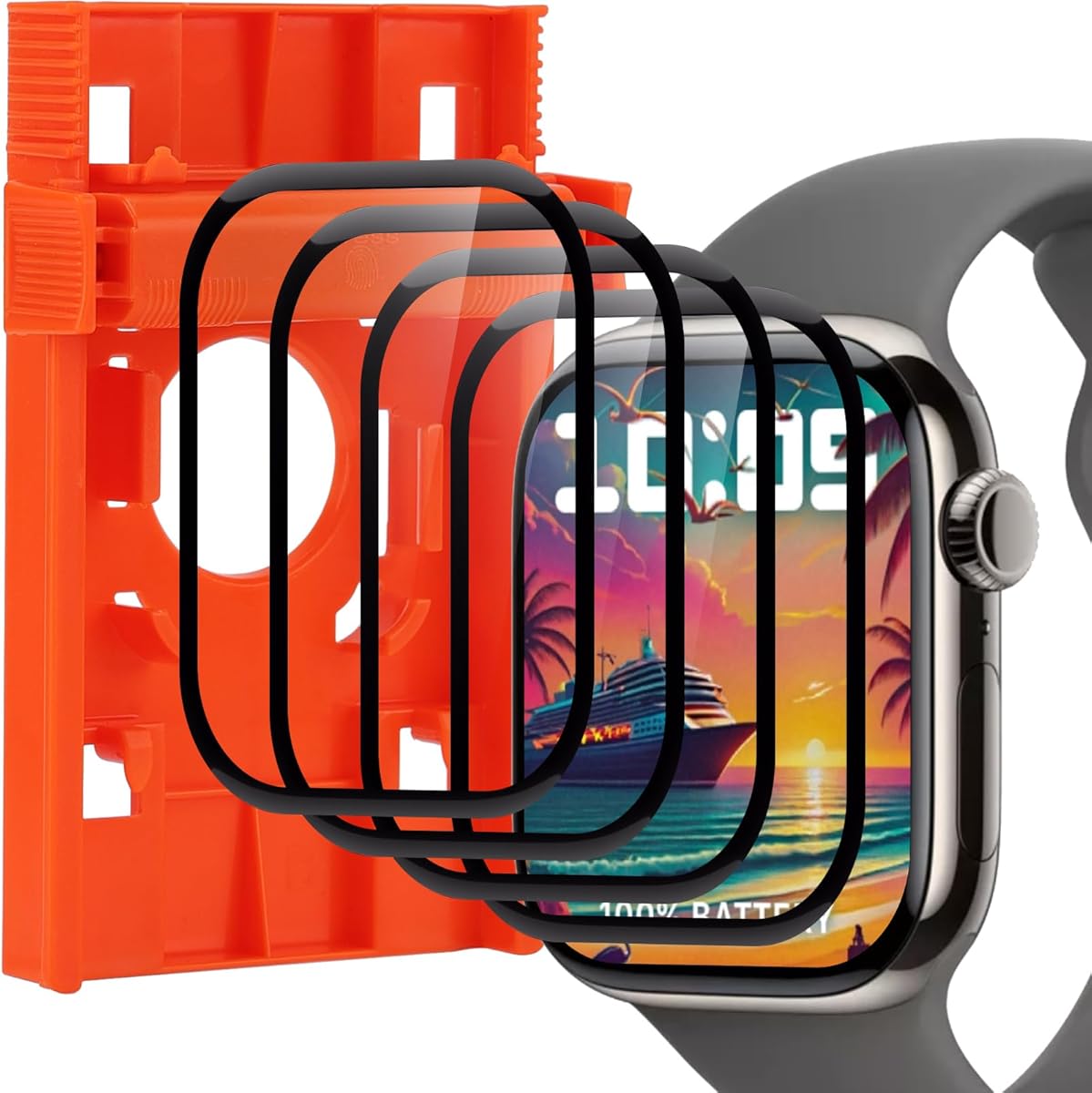 Panzer Schutz Glas für Apple Watch Series 10/11 46mm, 4 Stück glasschutzfolie mit Auto-Installationsbox[Anti-Kratzen][Sans Bulless][9H Härte] Film