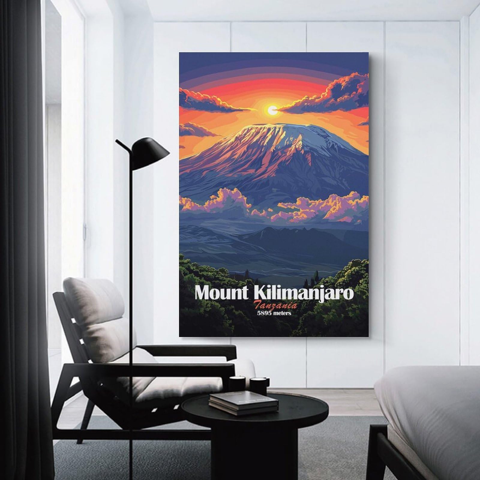 Junmoney Unframe-Style-6 Mount Kilimanjaro Sunset Room Decor Wall Art, 12X18inch(30X45cm), For Hallway, Lounge Or Guest Room, Gift Idea For Housewarming And Birthdays