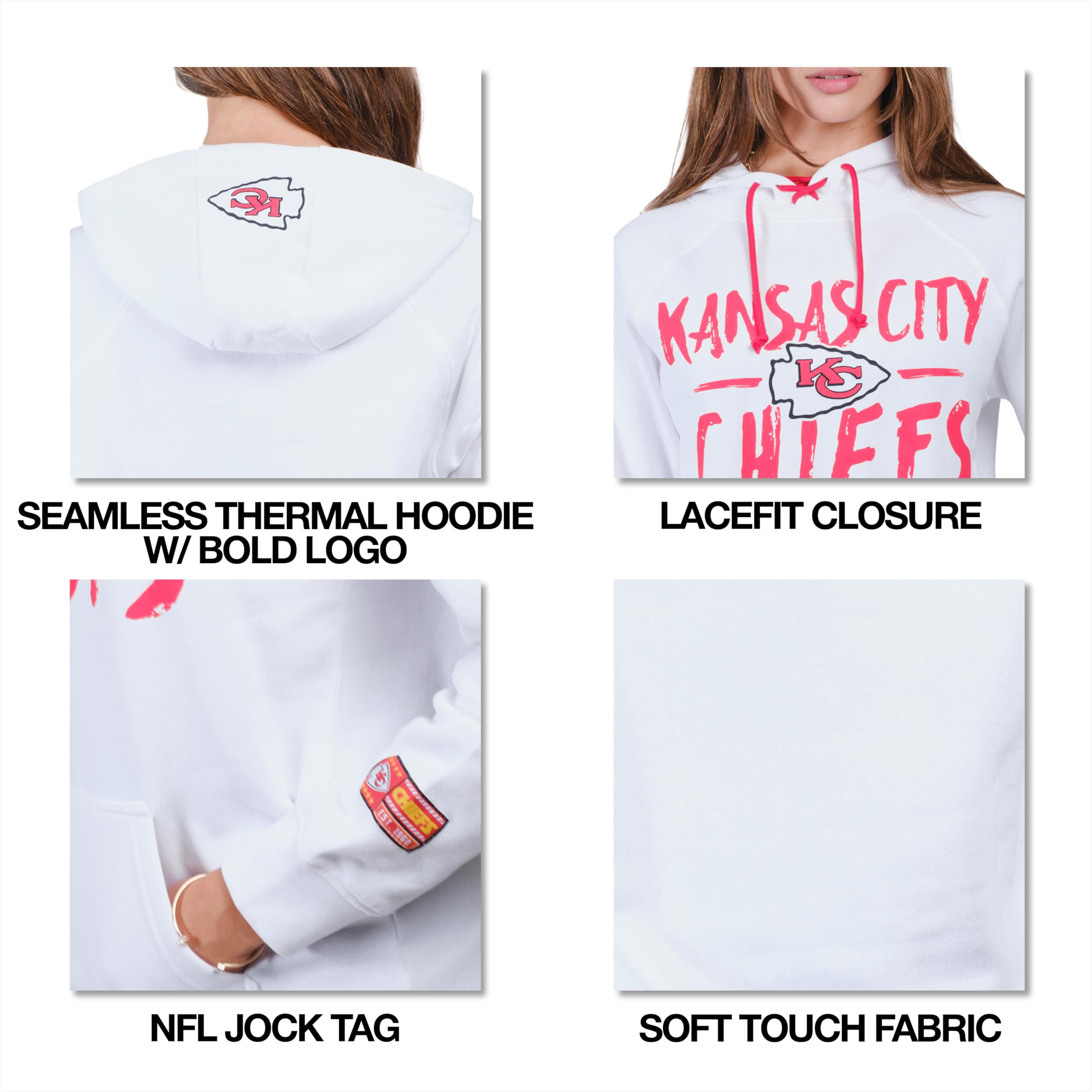Ultra Game Women's NFL Official Super Soft Tie Neck Hoodie Sweatshirt