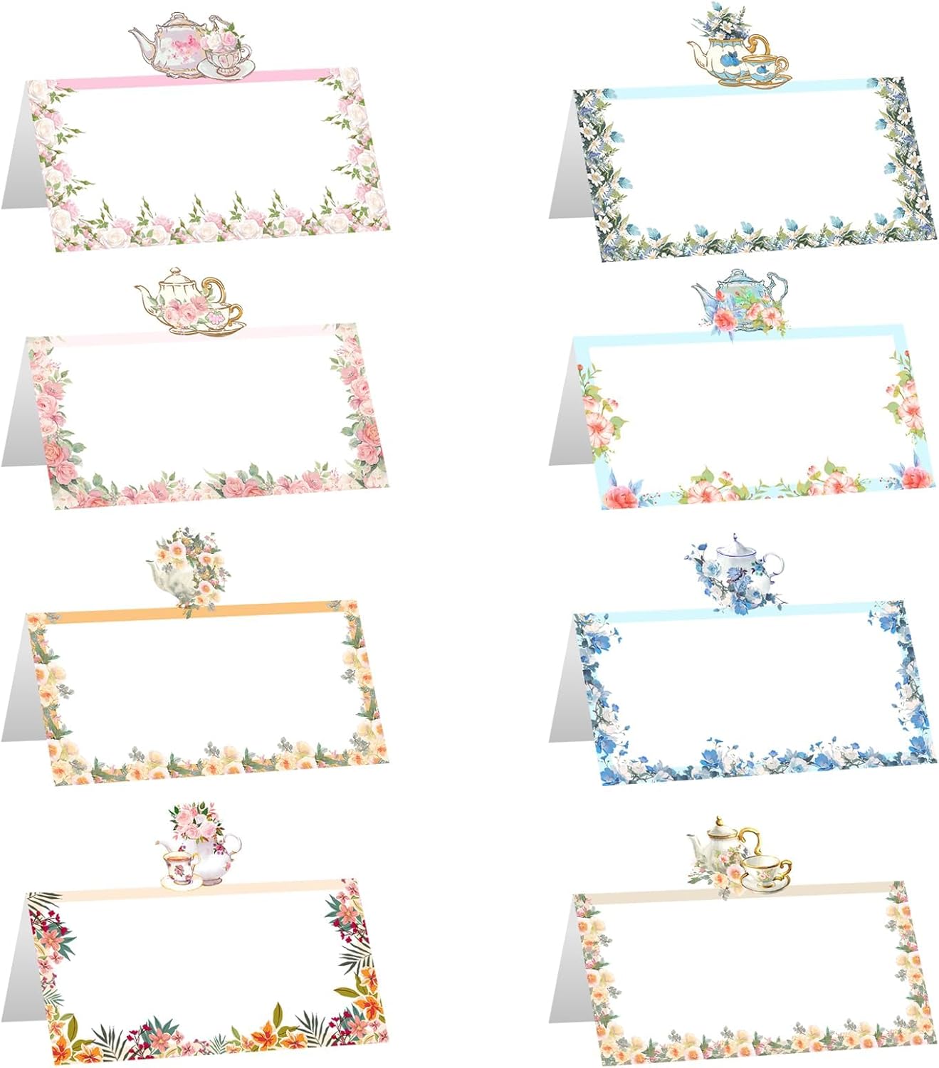 48Pcs Tea Party Theme Seating Cards Place, Table Decorations, Seat Name Reunion Invitations, Place Cards for Table Setting, Tea Party Accessories for Woman