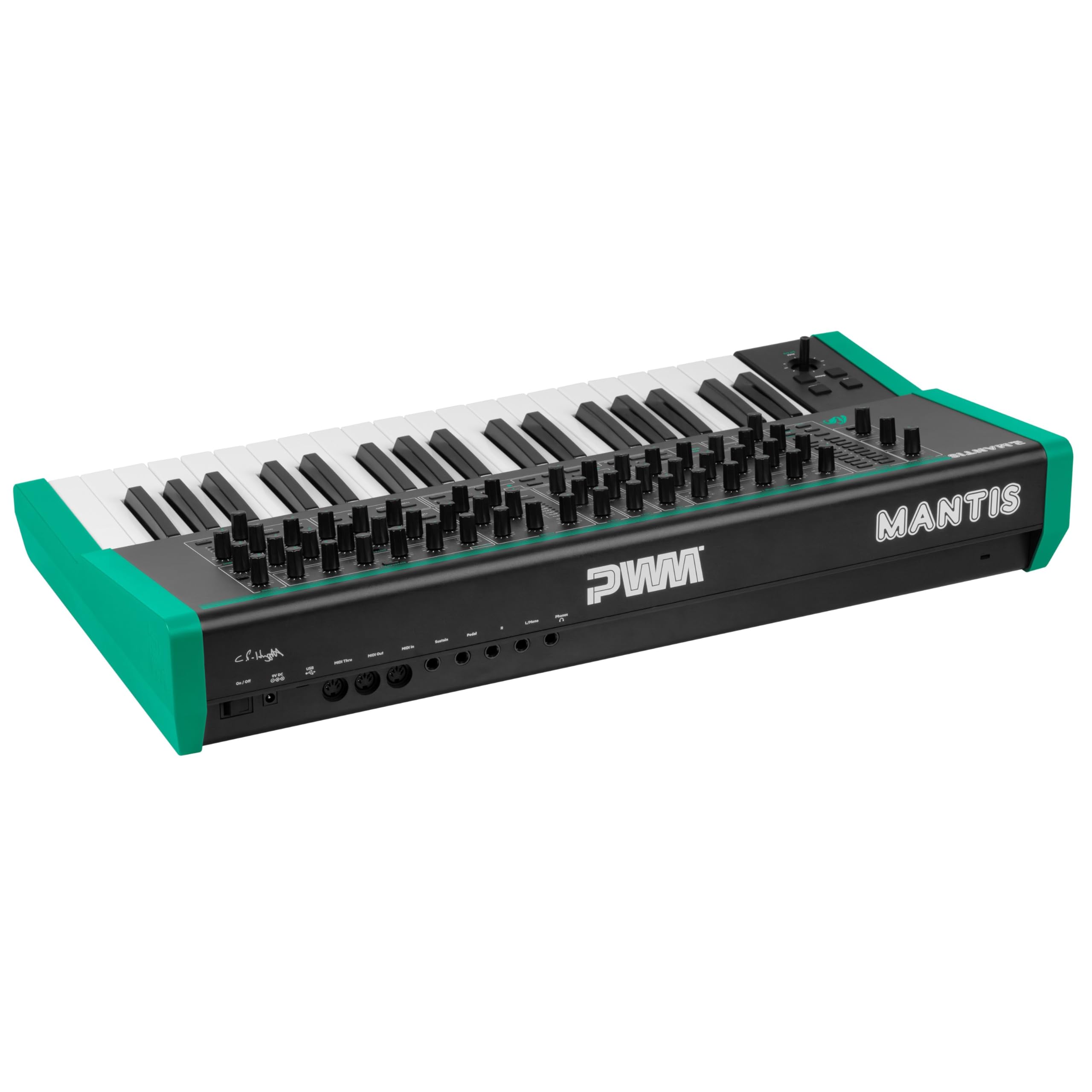 PWM - MANTIS - Sintetizzatore ibrido - 37 tasti sensibili alla velocità, di dimensioni standard - Uscita per cuffie stereo