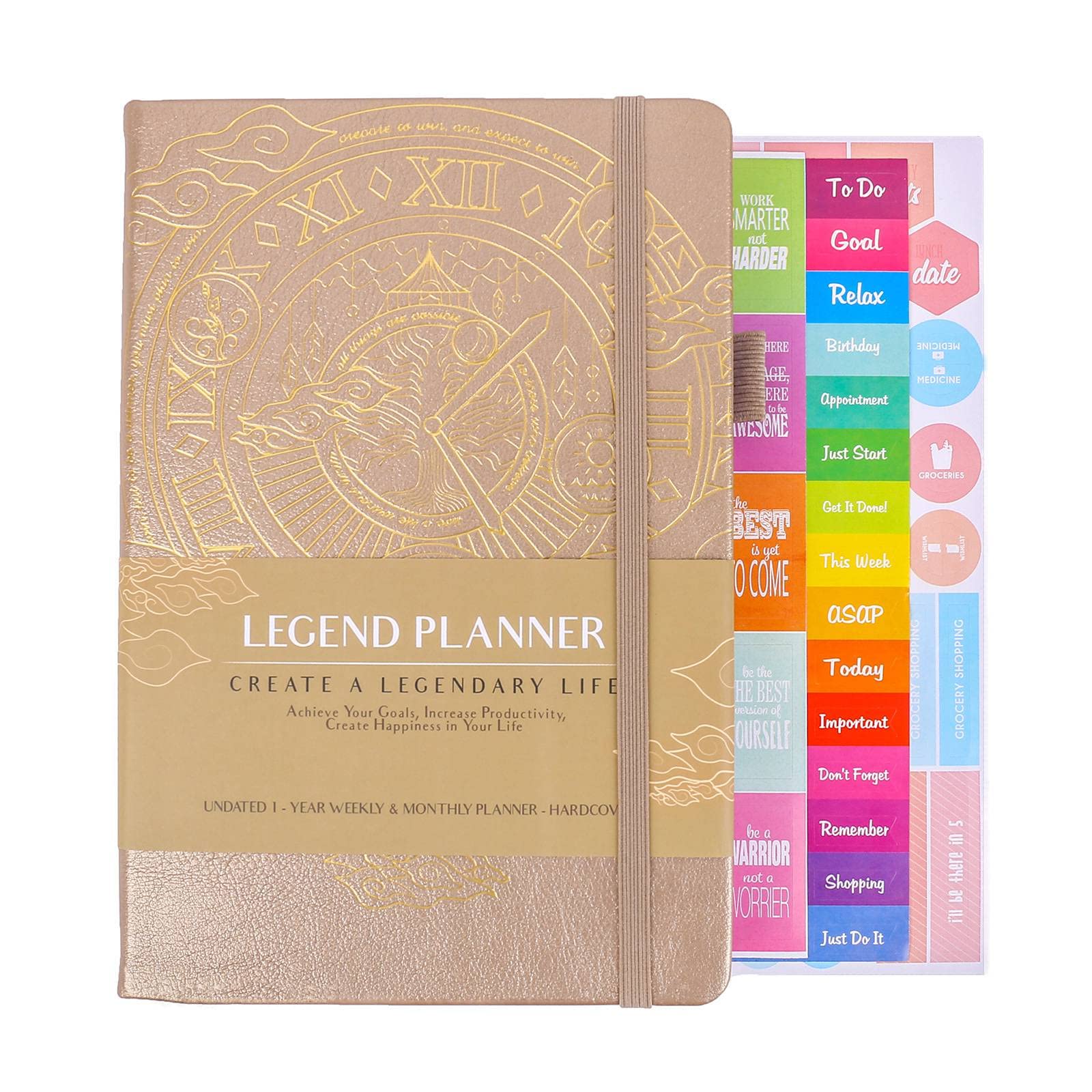 YANBAO Hourly Schedule Edition Deluxe Weekly & Daily Organizer with Slots Management Appointment Book (Gold)