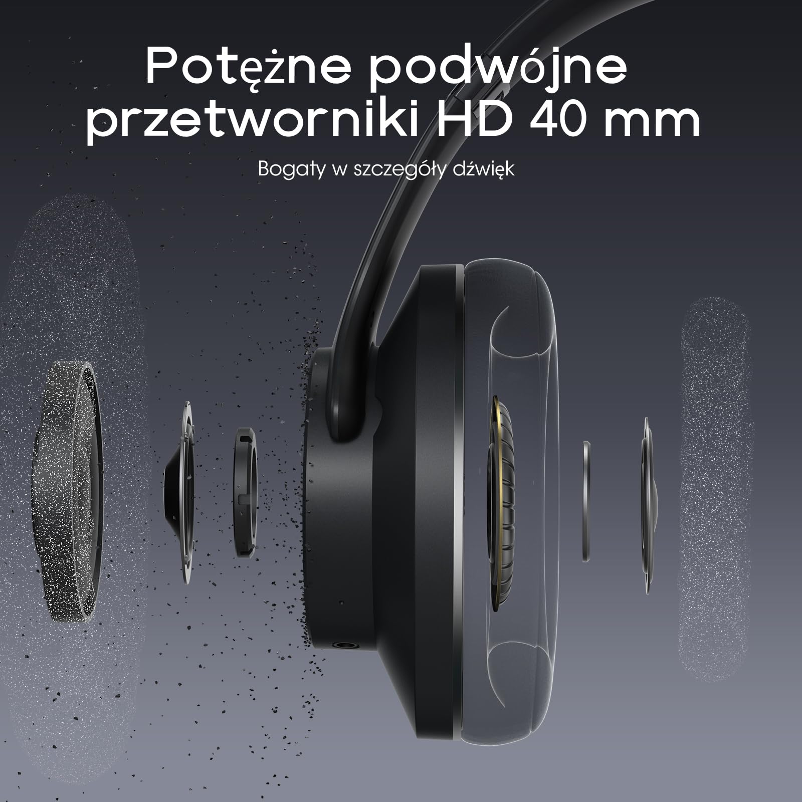 DOQAUS Bezprzewodowy zestaw słuchawkowy Bluetooth 90H z mikrofonem /3EQ,Słuchawki audio Bluetooth, bezprzewodowe składane słuchawki do komputerów/telefonów komórkowych