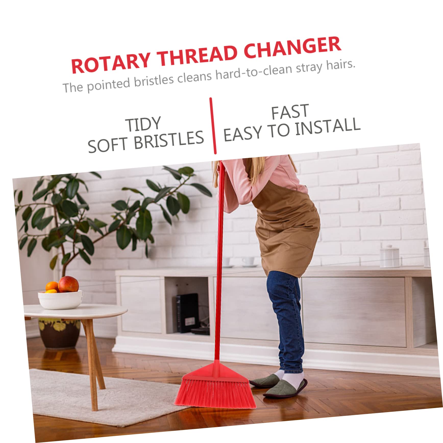 Beaupretty Household Broom Replacement Head Durable Plastic Sweeper Part with Flexible Bristles for Cleaning Kitchen Home Garage and More