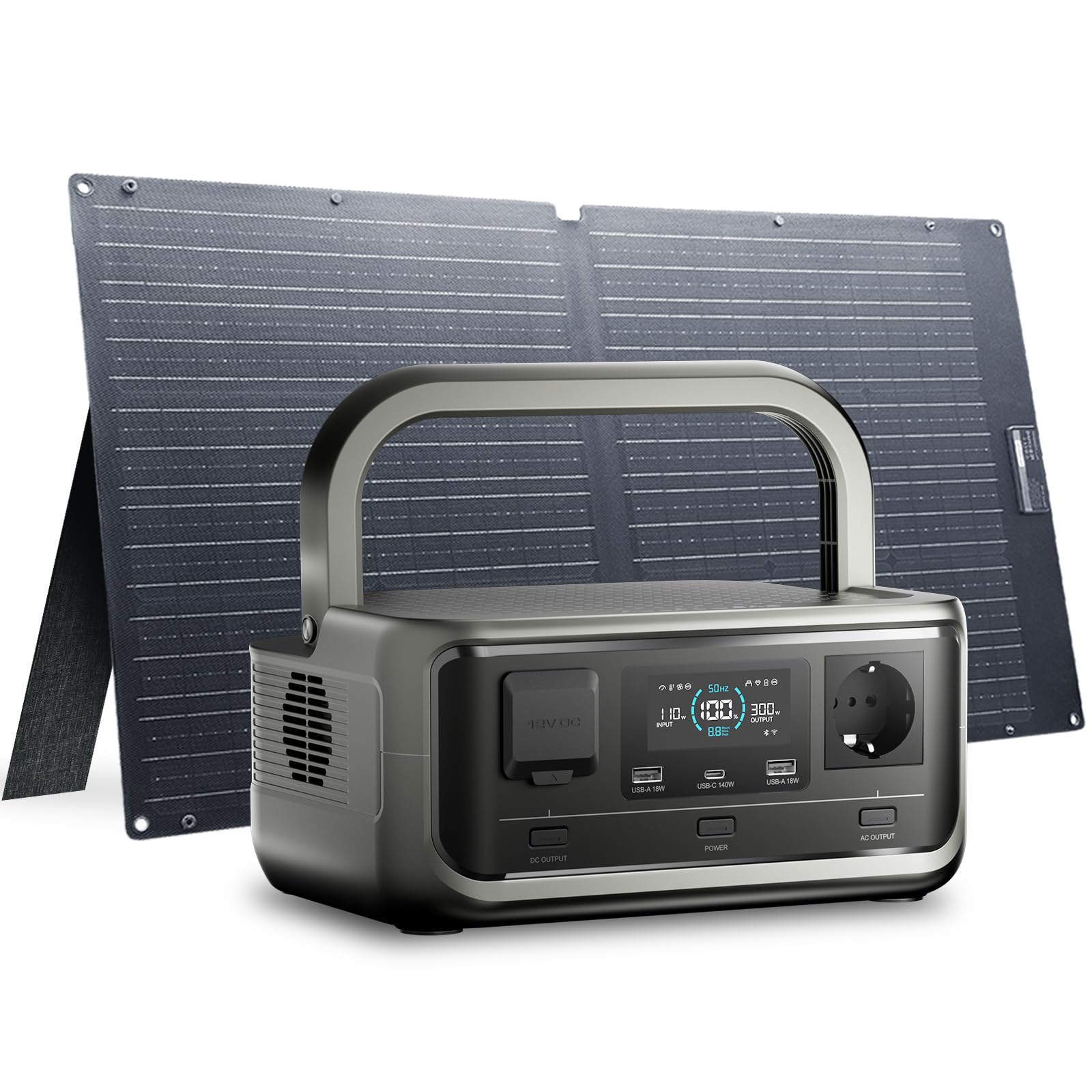ALLPOWERS VOLIX P300 Tragbare Powerstation mit Solarpanel SE100, 256Wh LiFePO4 Akku Solargenerator mit Solarpanel 100W, 300W Sinus Wechselstrom, PD100W USB-C Anschluss für Camping und Reisen